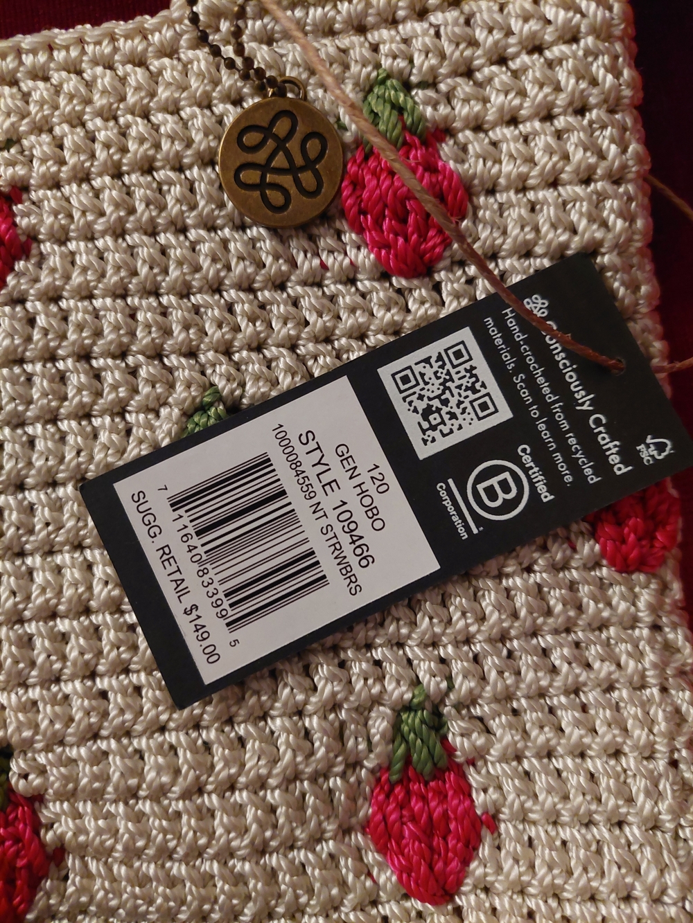 the sak Beige Crochet Strawberry Tote Bag - Picture 3 of 5